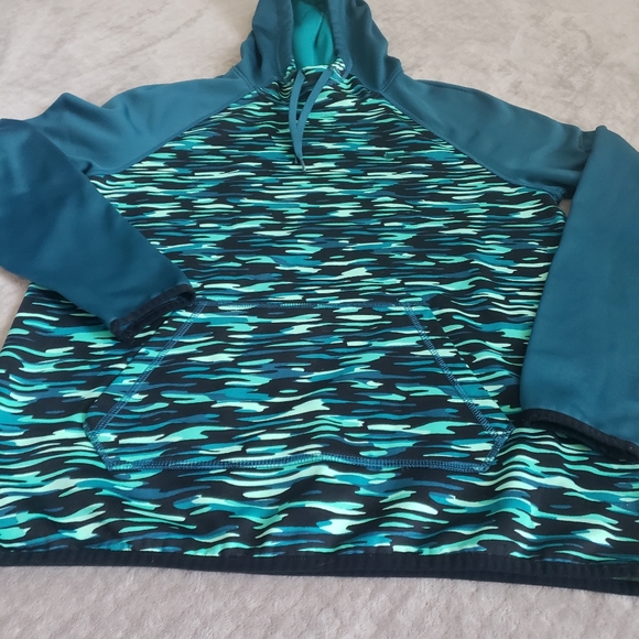 Nike Therma Fit hoodie Sweatshirt Size Medium Teal Aqua Turquoise Active Sporty - Picture 2 of 7